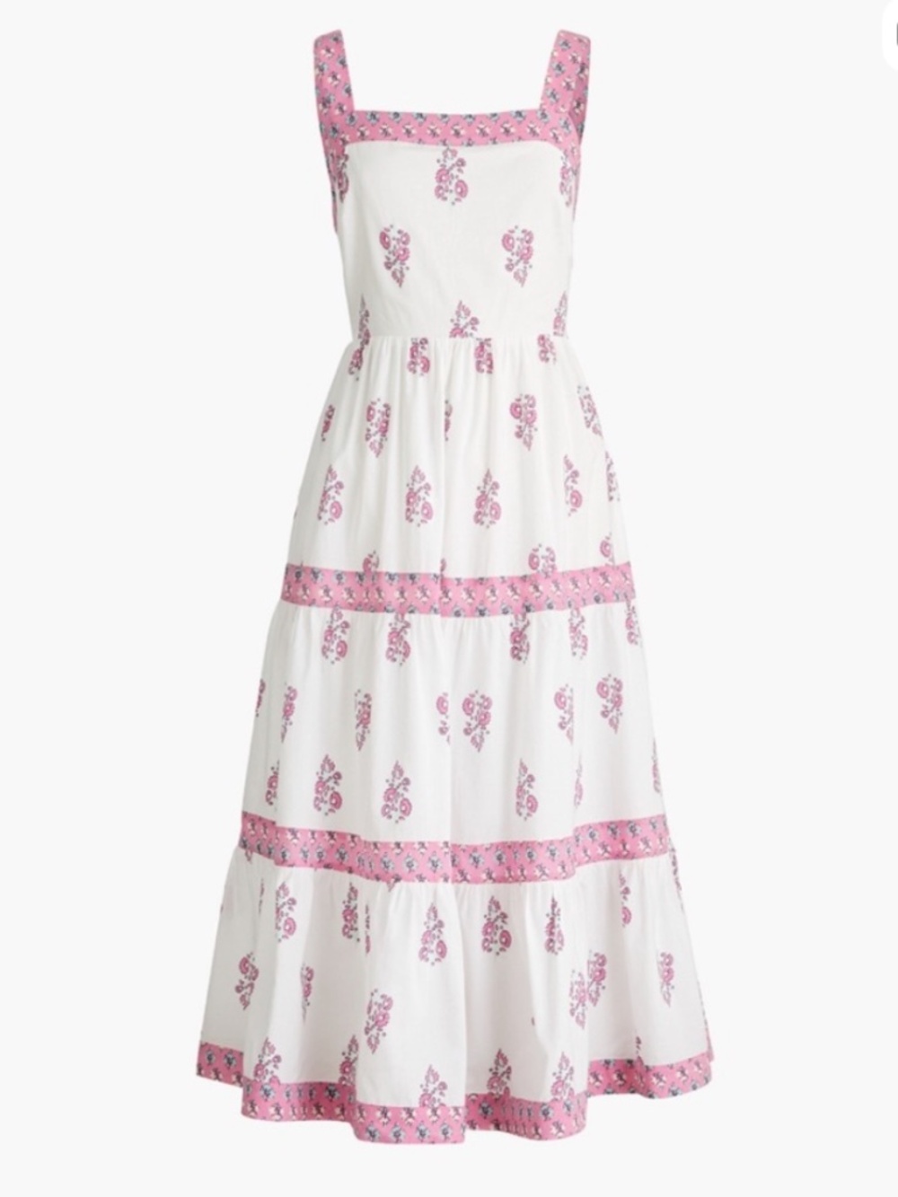 J.Crew Maxi Dress Womens White Pink Floral Block Print -- Sz 16